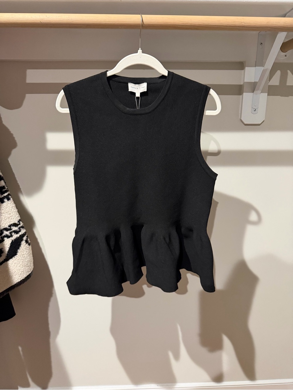 Metro Sleeveless Peplum Knit Top - Black — Size Large — NWT